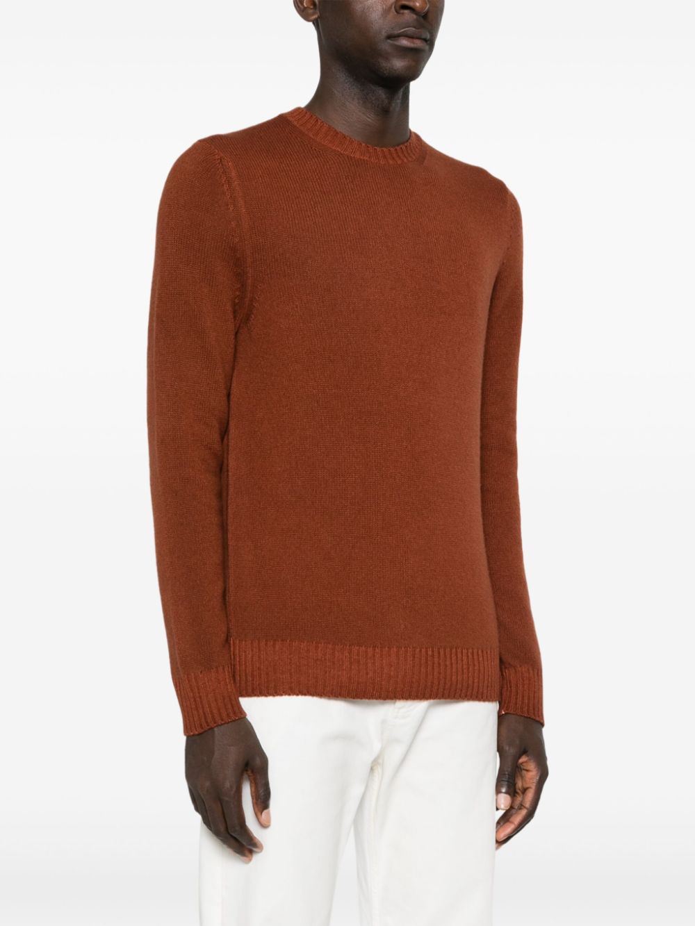 Shop Malo Wool Crew Neck Jumper In Orange