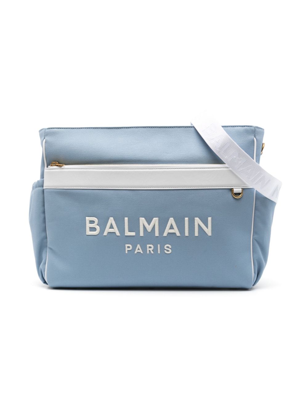 Balmain Kids logo-embroidered canvas changing bag - Blue