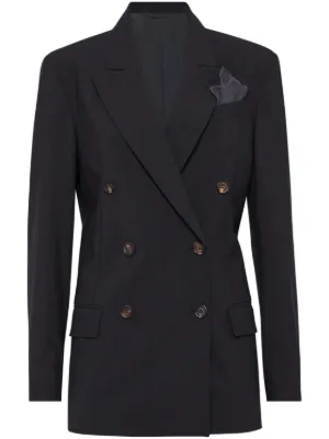 Prada double-breasted Tricotine Jacket | Black | FARFETCH AO