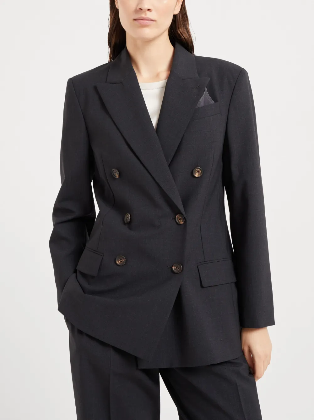 Brunello Cucinelli Blazer met dubbele rij knopen Grijs