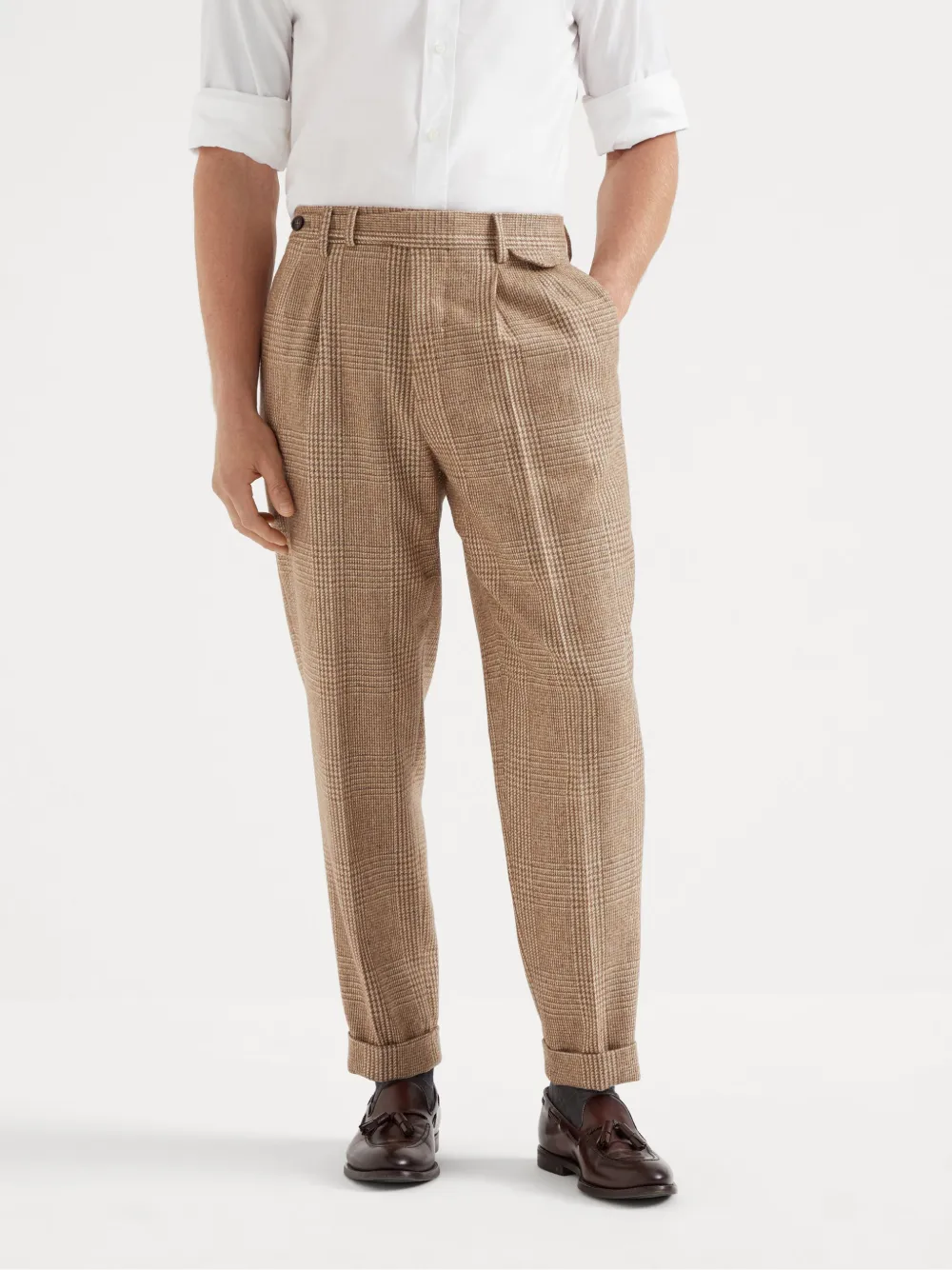 Brunello Cucinelli Broek met toelopende pijpen Bruin