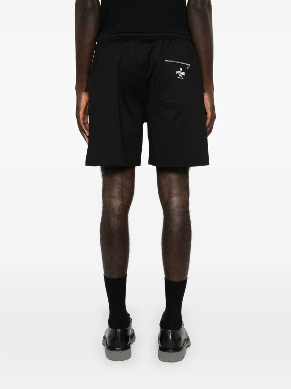 Shop Fendi Logo-print Track Shorts In Black