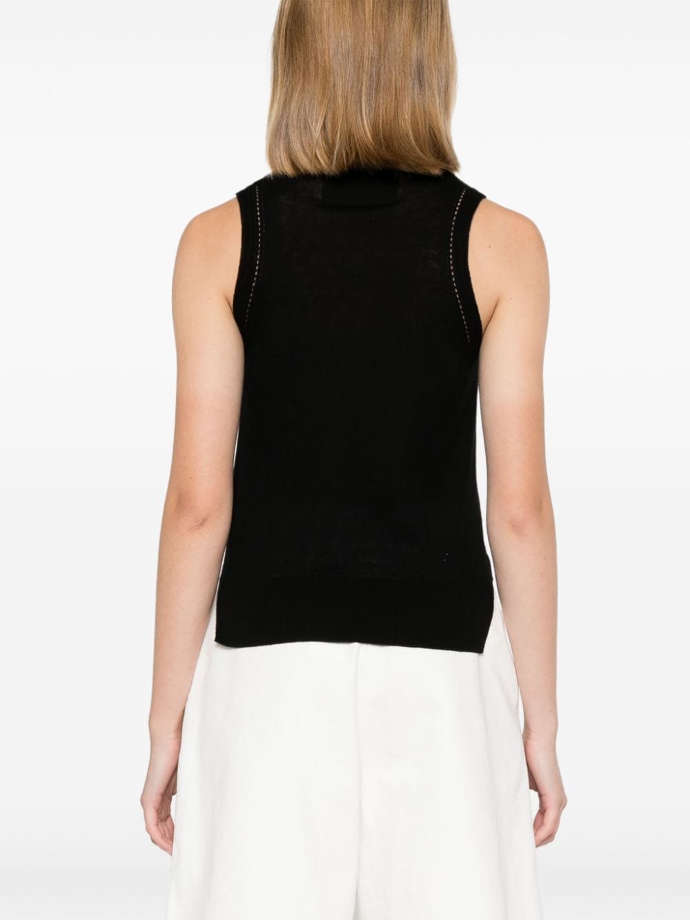 Shop Ermanno Scervino Lace-panel Fine-knit Top In Black