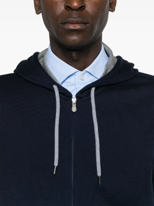 Brunello Cucinelli zip-up Jersey Hoodie | Blue | FARFETCH CY