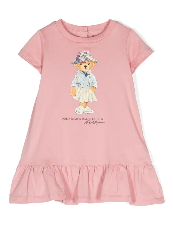 POLO RALPH LAUREN KIDS Teddy Bear print Cotton Dress Pink FARFETCH TR