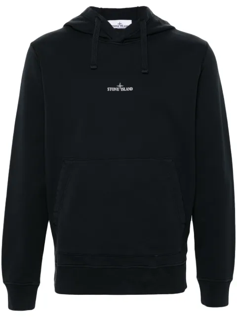 Stone Island logo-print cotton hoodie