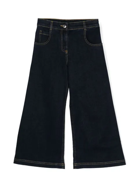 ETRO KIDS Calça jeans wide leg com bordado Pegaso