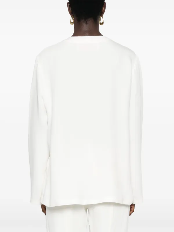 Valentino Garavani V logo-plaque Silk Tunic | White | FARFETCH