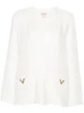 Valentino Garavani V logo-plaque silk tunic - White