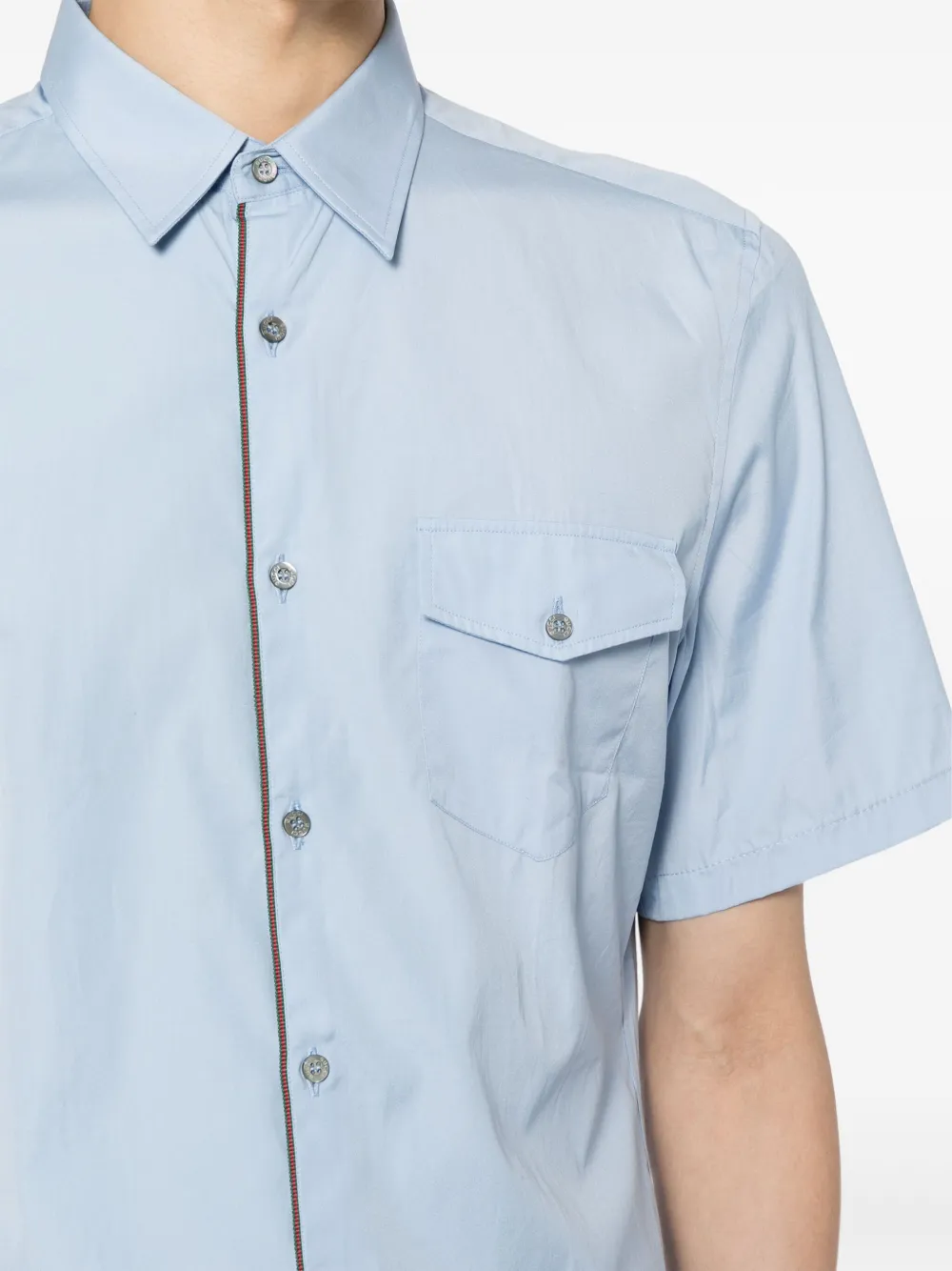 Gucci Overhemd met contrasterende afwerking en korte mouwen Blauw
