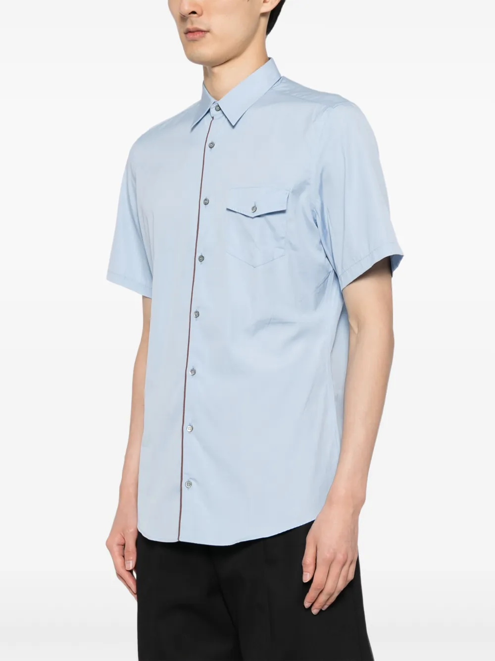 Gucci Overhemd met contrasterende afwerking en korte mouwen Blauw