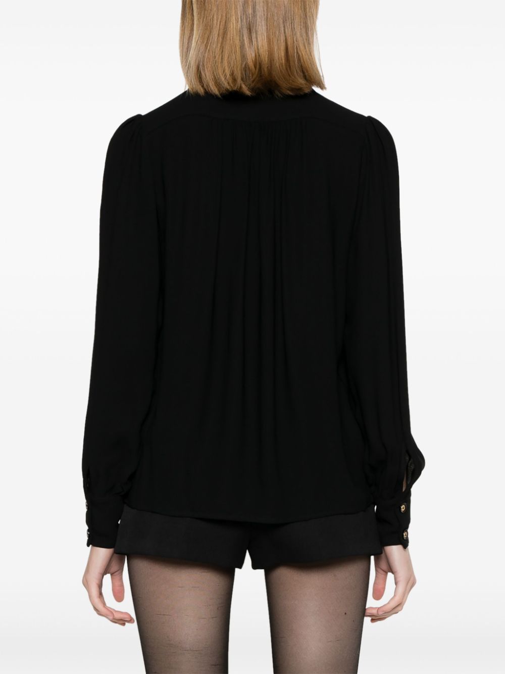 Shop Elisabetta Franchi Necklace-appliqué Georgette Blouse In Black