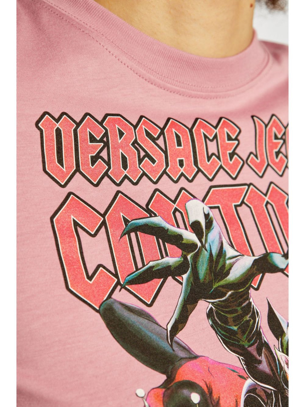 Shop Versace Jeans Couture Graphic-print Cotton T-shirt In Pink