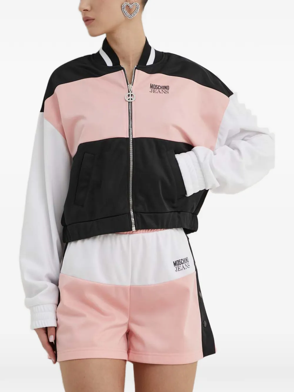 MOSCHINO JEANS colour-block zip top - Nero