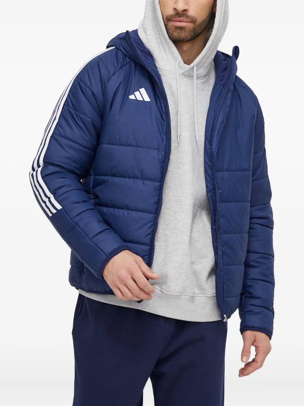 adidas Gewatteerd jack met drie strepen Blauw