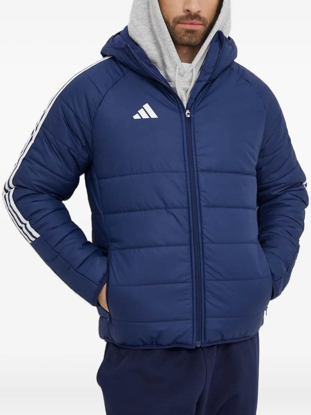 adidas three-stripe padded jacket - ブルー adidas three-stripe padded jacket - ブルー