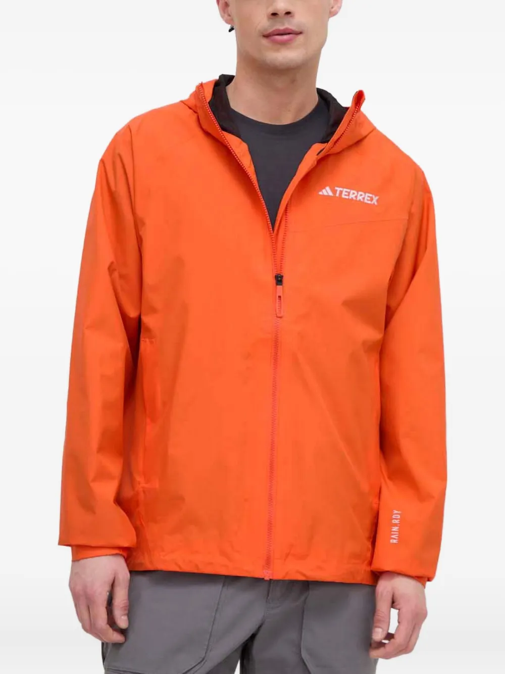 adidas hooded zip-front jacket | Orange | Image 1