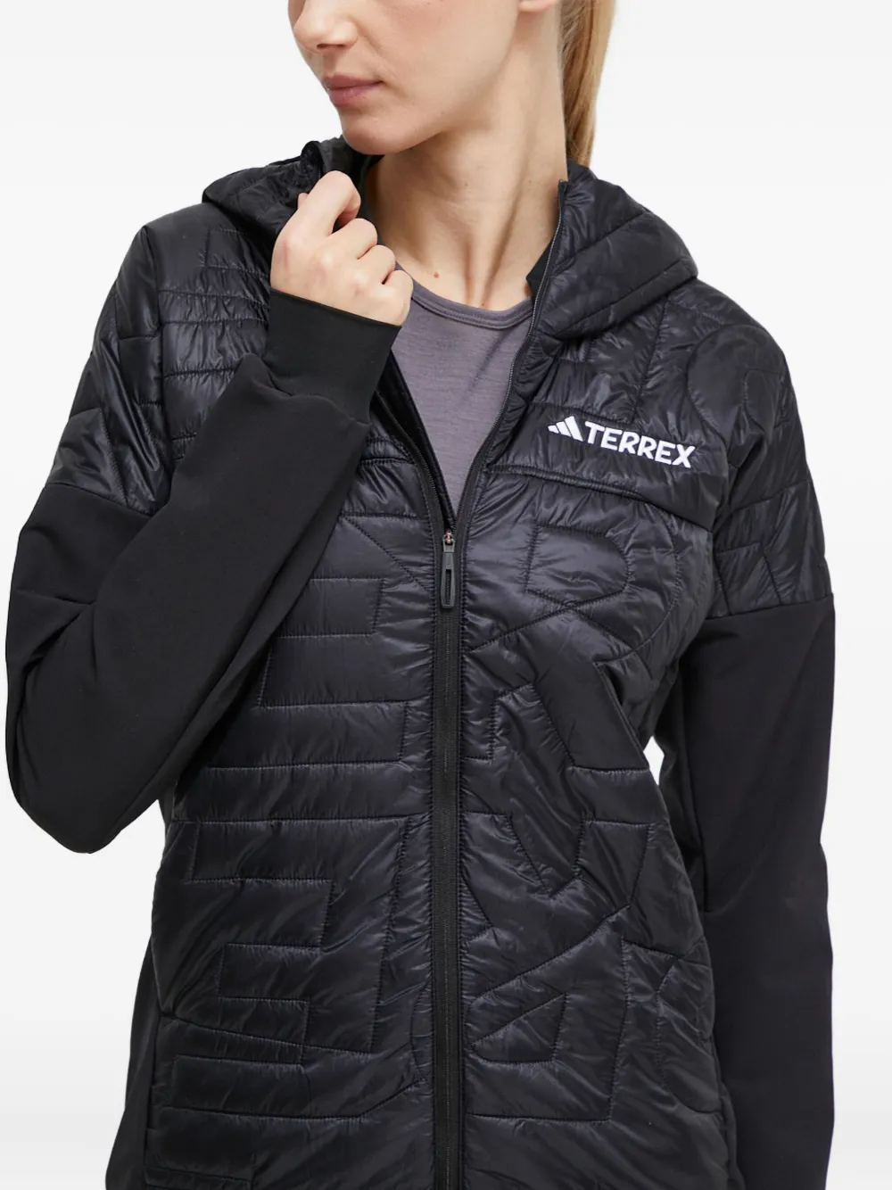 Adidas Originals Quilted Hooded Jacket In Black