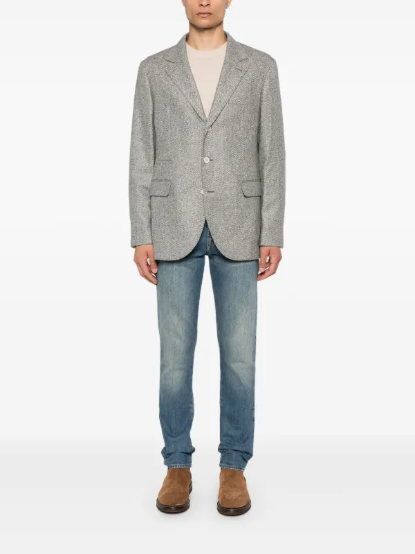 Brunello Cucinelli herringbone-pattern Blazer | Grey