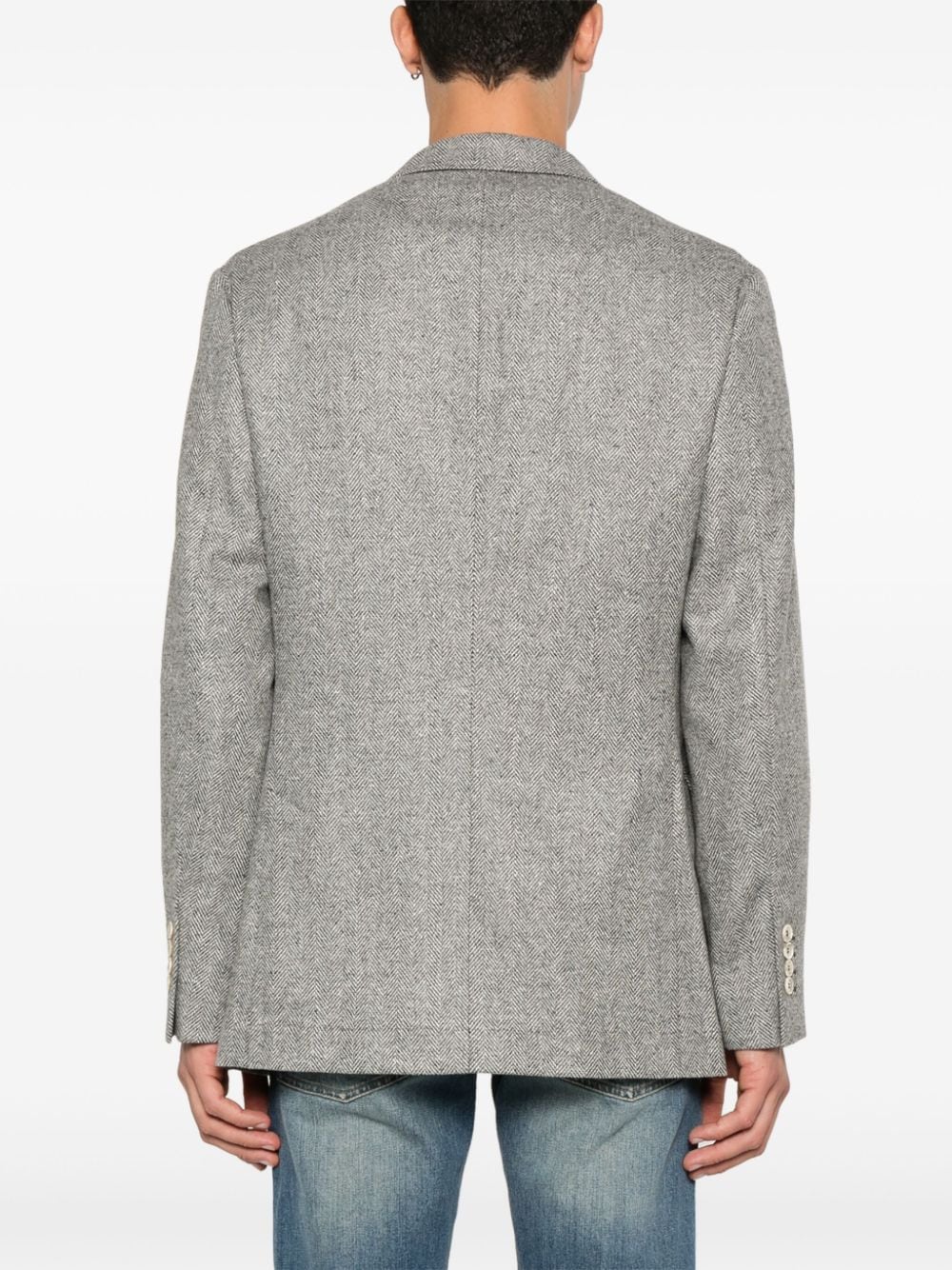 Shop Brunello Cucinelli Herringbone-pattern Blazer In Grey