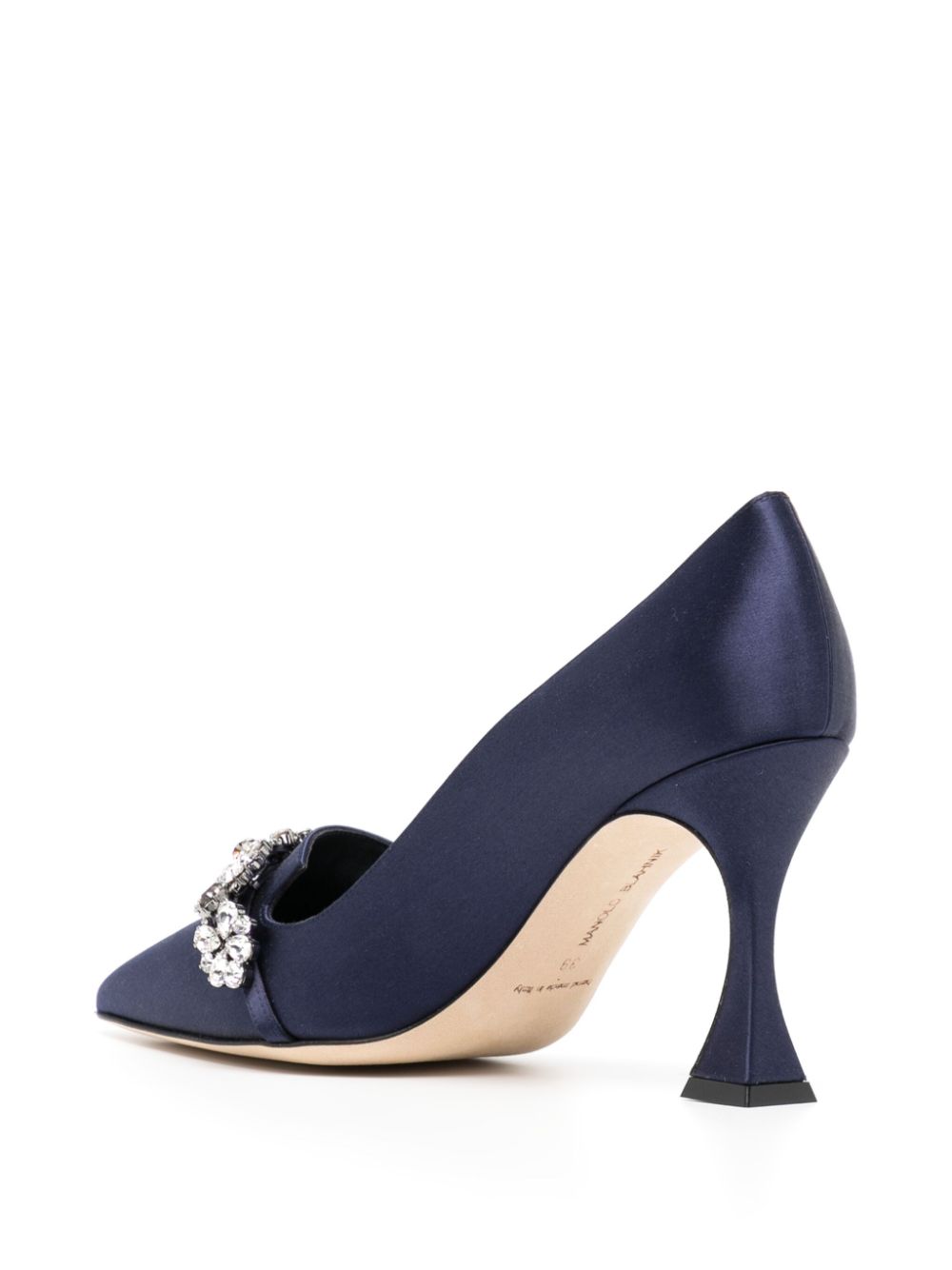 Shop Manolo Blahnik 90mm Crystal-embellished Pumps In Blue