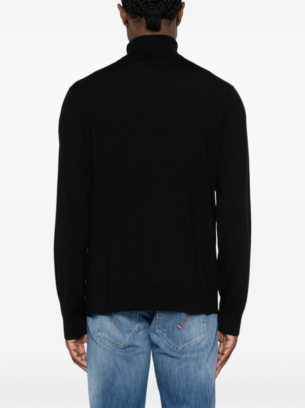 Shop Theory Roll-neck Wool-blend Jumper In Schwarz