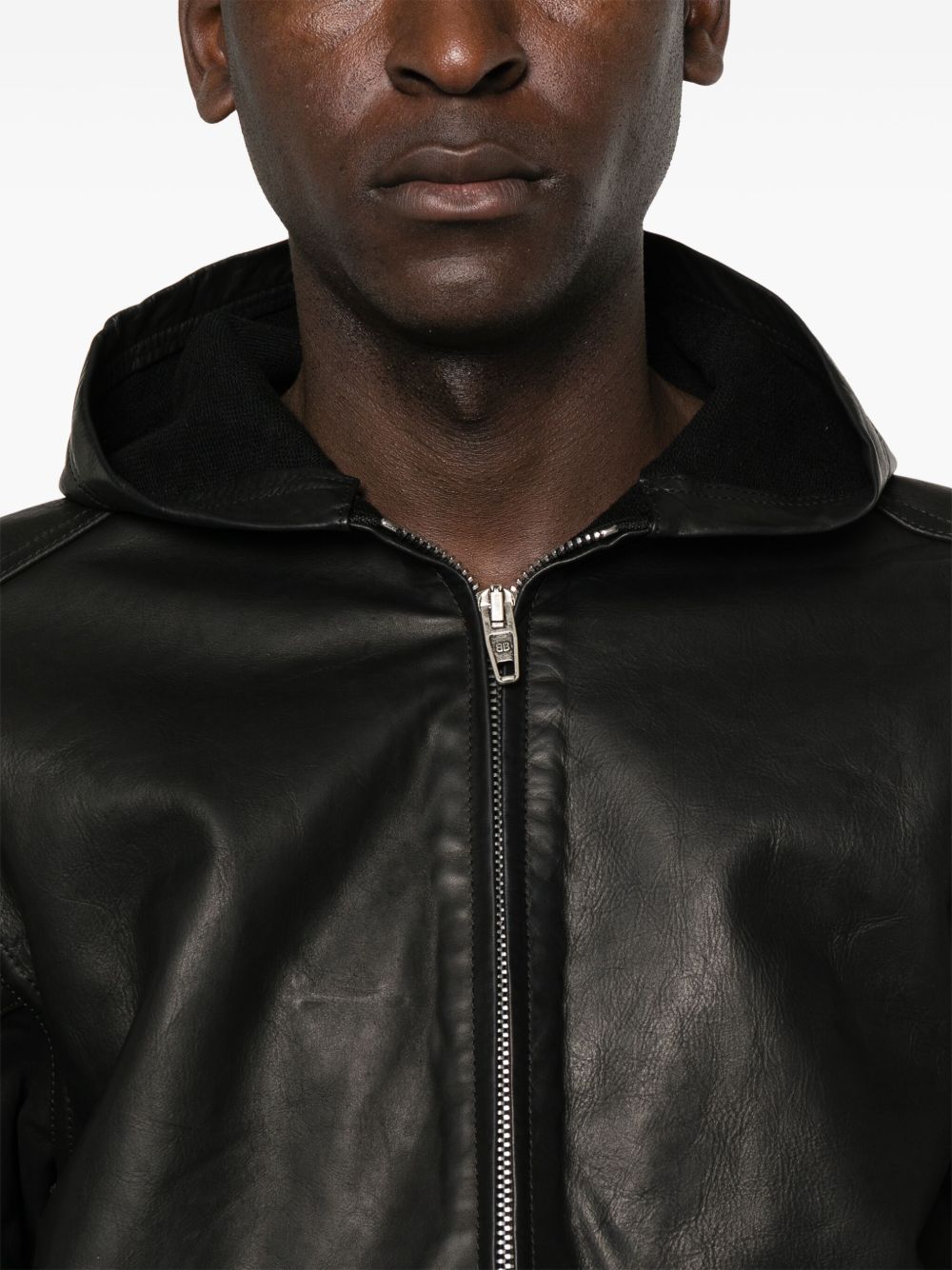 Balenciaga leather hooded bomber jacket Men