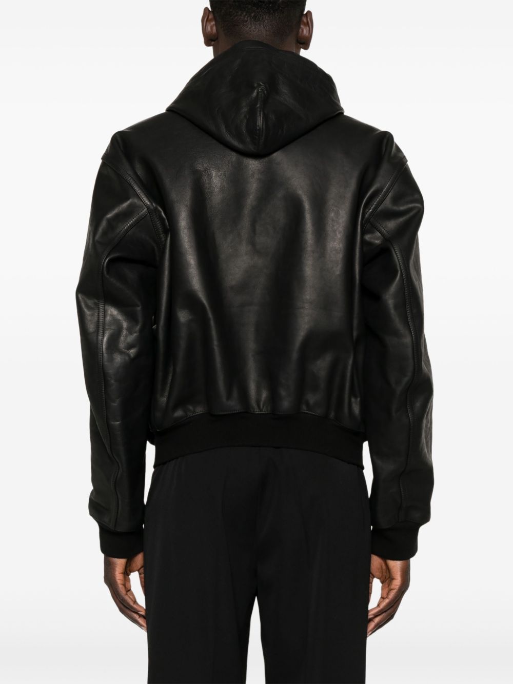 Balenciaga leather hooded bomber jacket Men