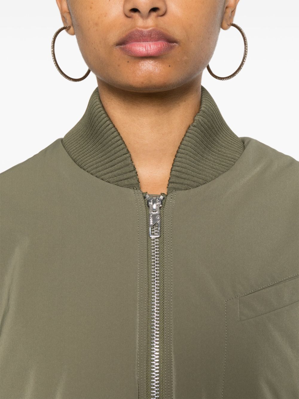 Shop Ganni Twill Bomber Jacket In Green