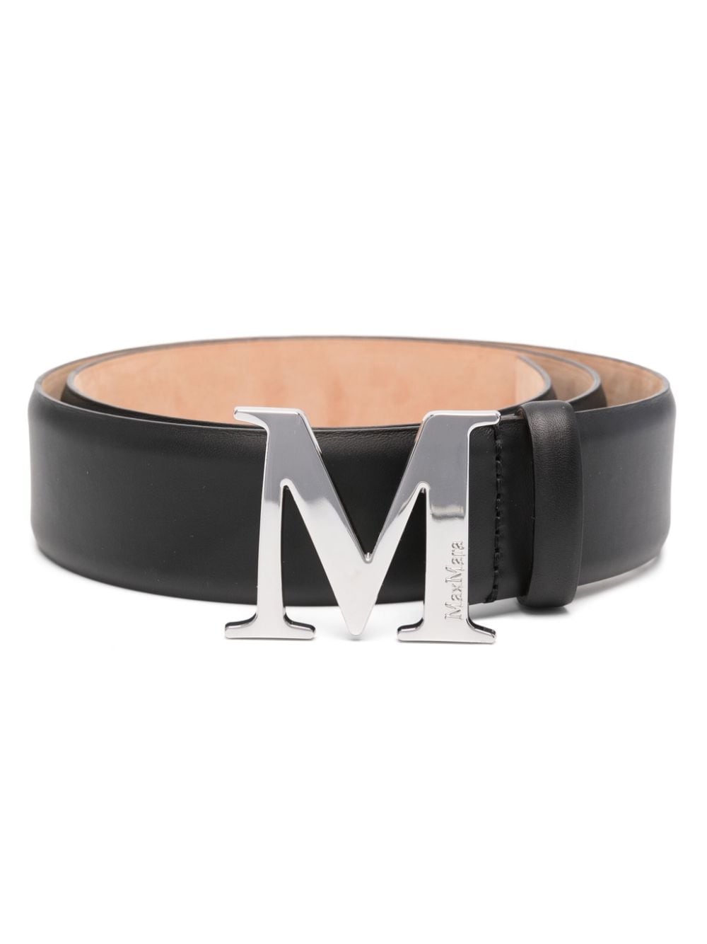 Shop Max Mara Logo-buckle Leather Belt In Black