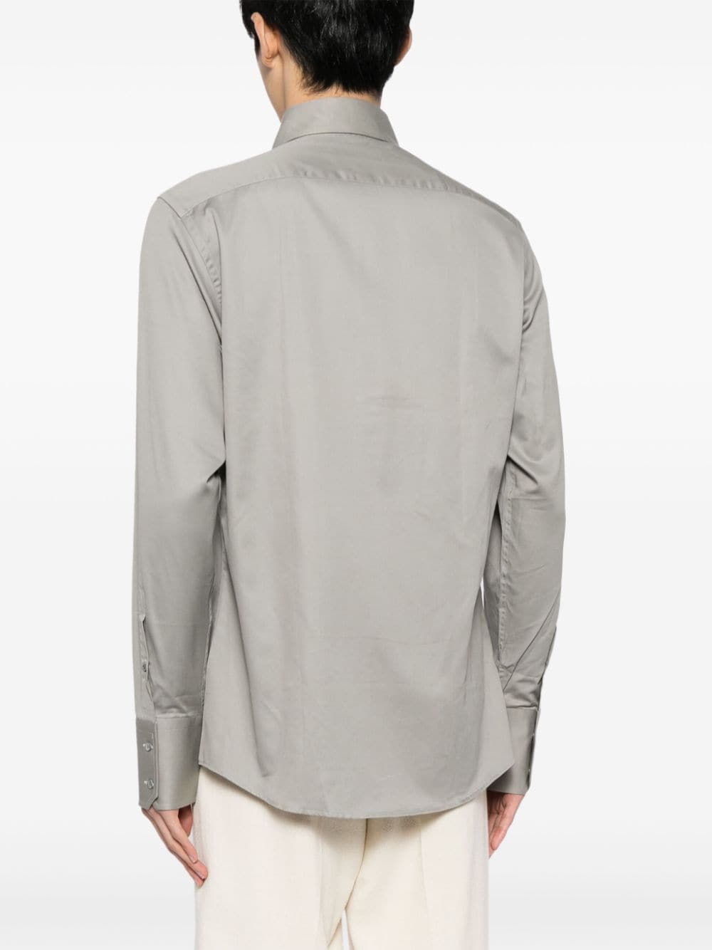 Shop Gucci Cotton Long-sleeve Shirt In Grau