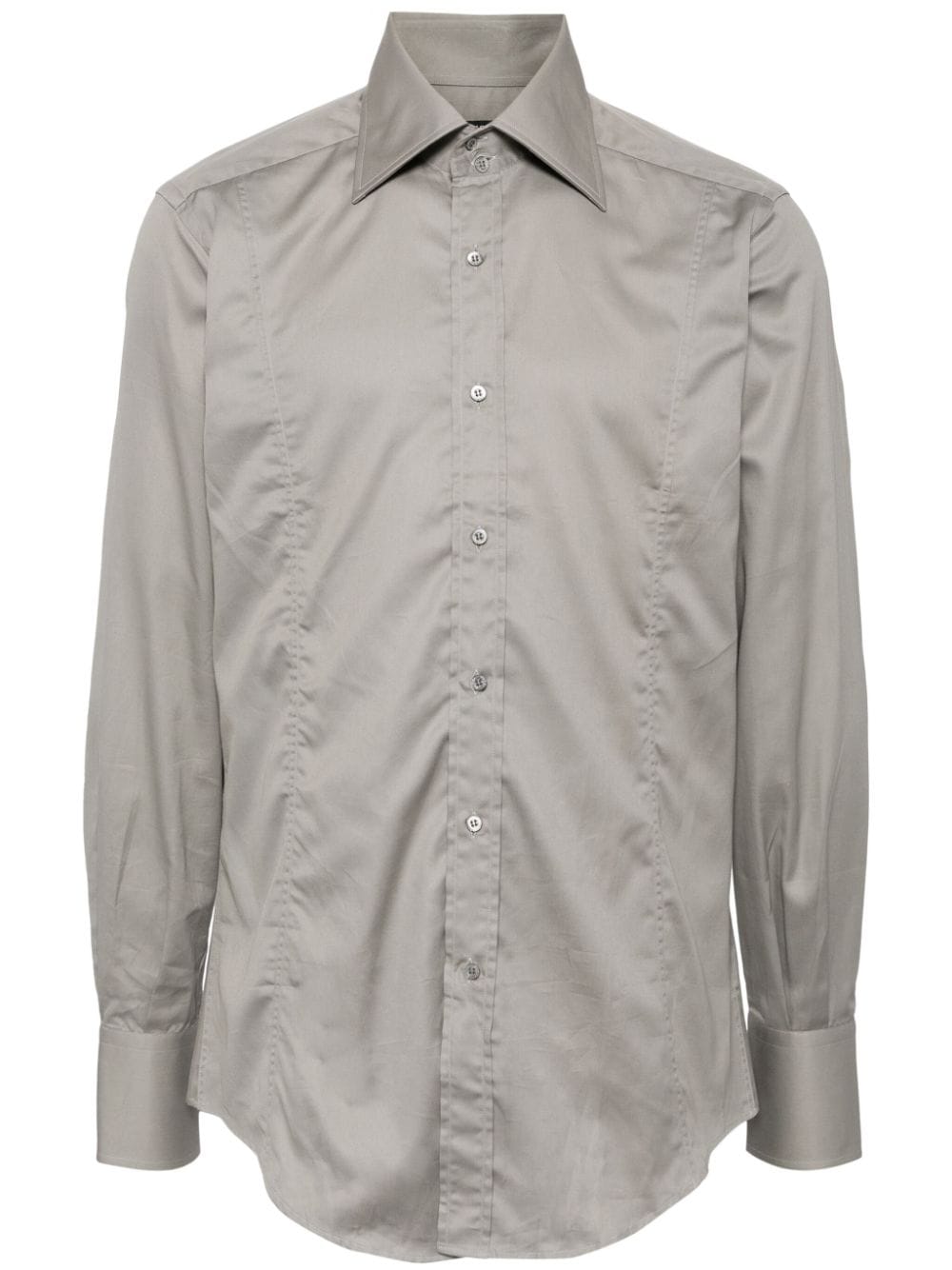 Shop Gucci Cotton Long-sleeve Shirt In Grau