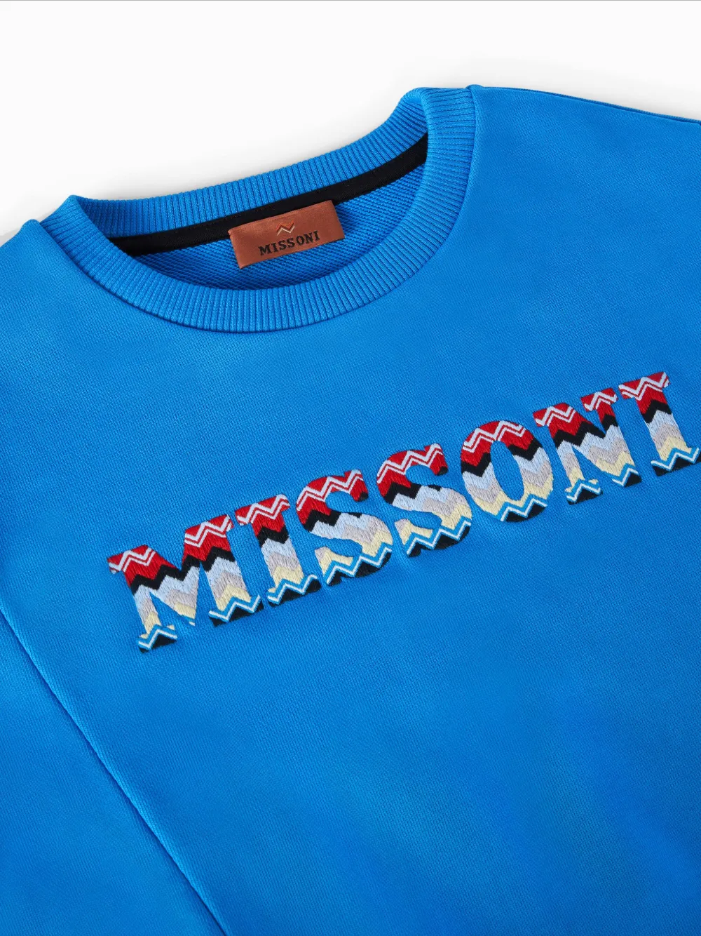 Missoni Kids Katoenen sweater met geborduurd logo Blauw