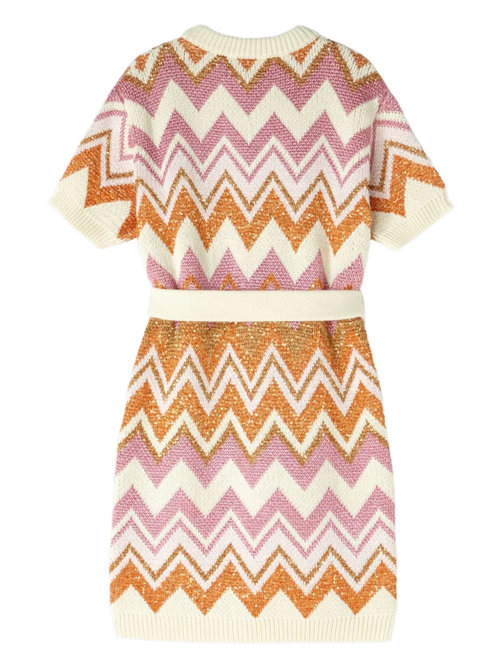 Missoni Kids Gebreide jurk met ceintuur Beige