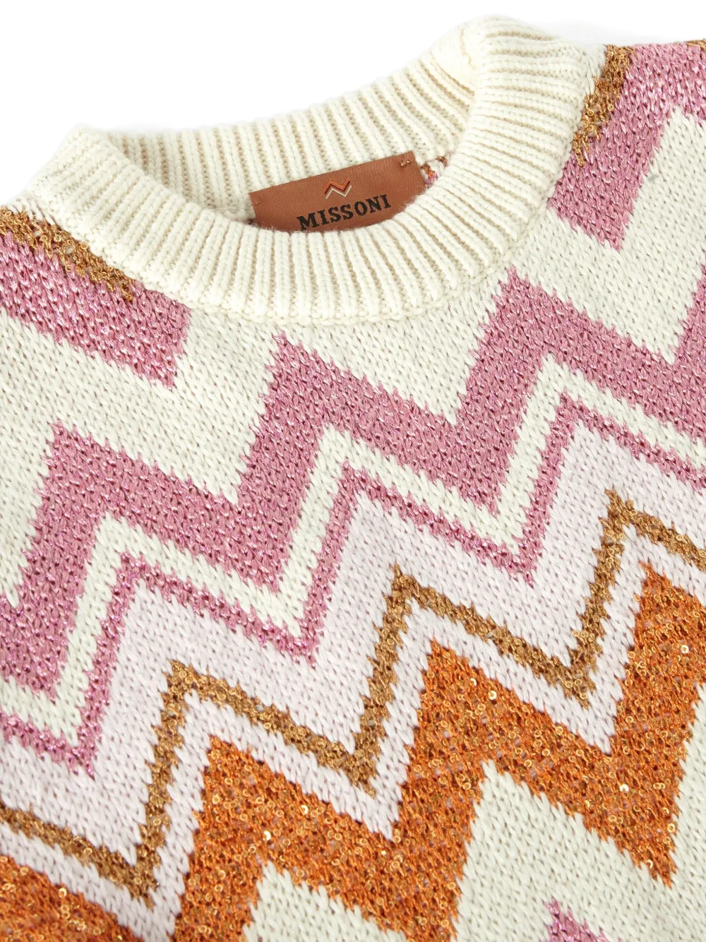 Missoni Kids Gebreide jurk met ceintuur Beige