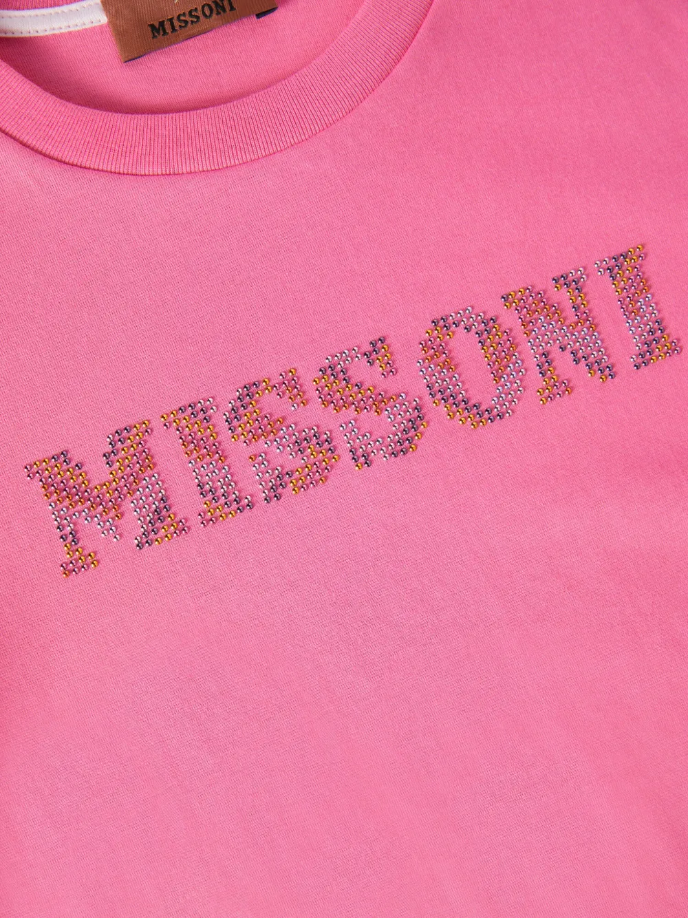 Missoni Kids T-shirt met logo van stras Roze