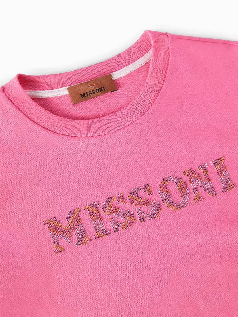 Missoni Kids T-shirt met logo van stras Roze