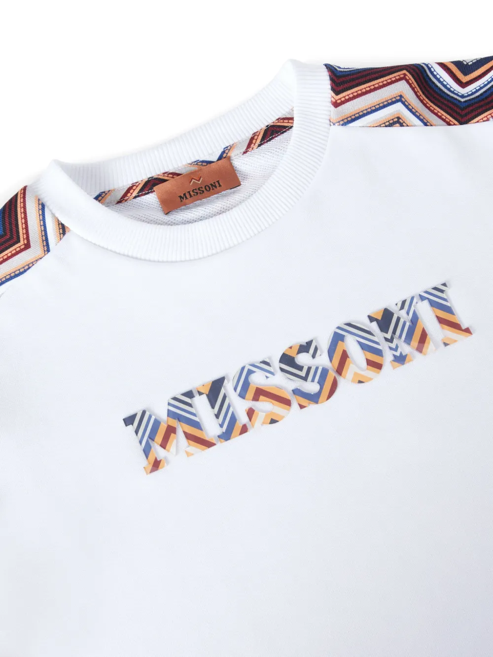 MISSONI  カットソー Crop top with wide sleeves and front knot in zig zag lamé viscose