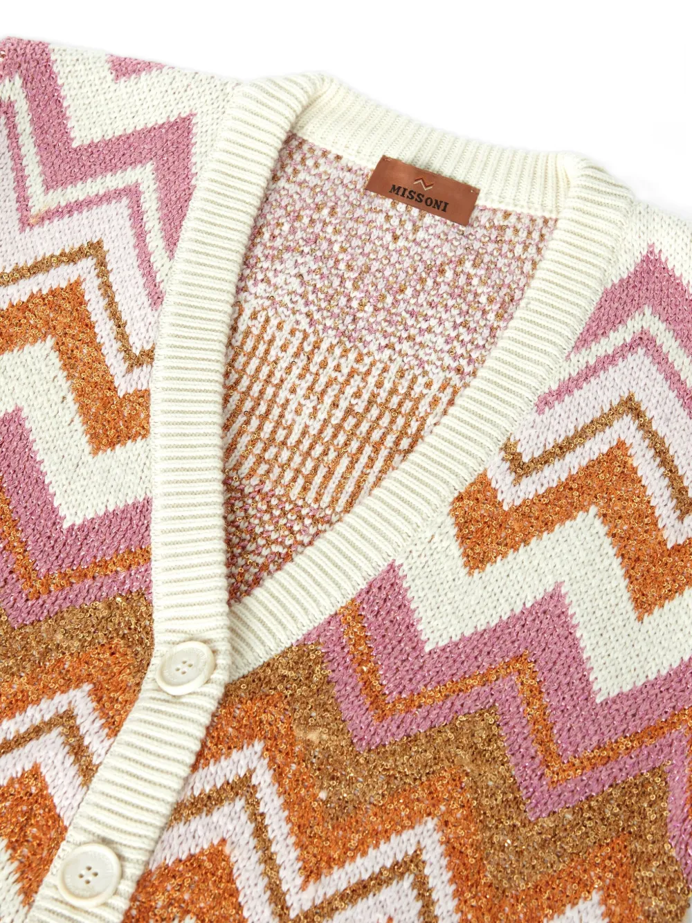 Missoni Zigzag-pattern Cardigan In Brown
