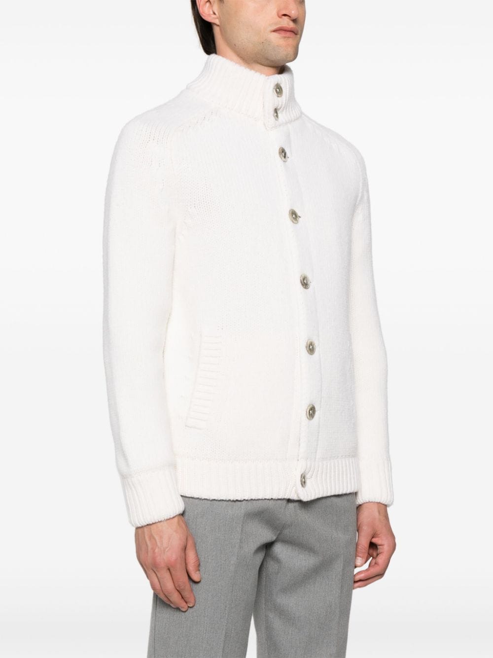 Shop Herno Resort Wool Cardigan In White