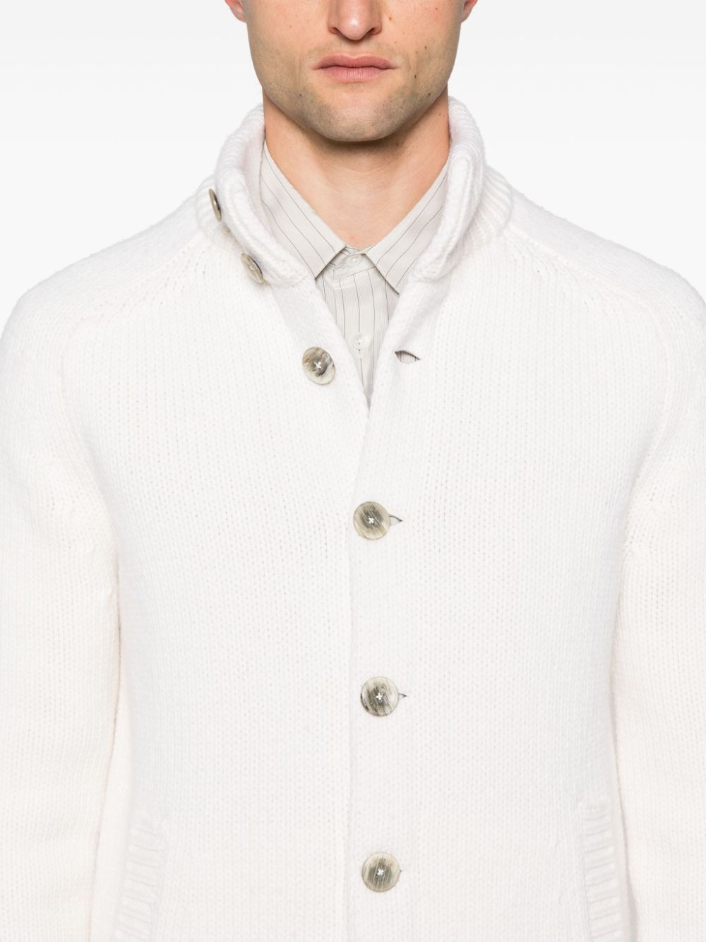 Shop Herno Resort Wool Cardigan In White