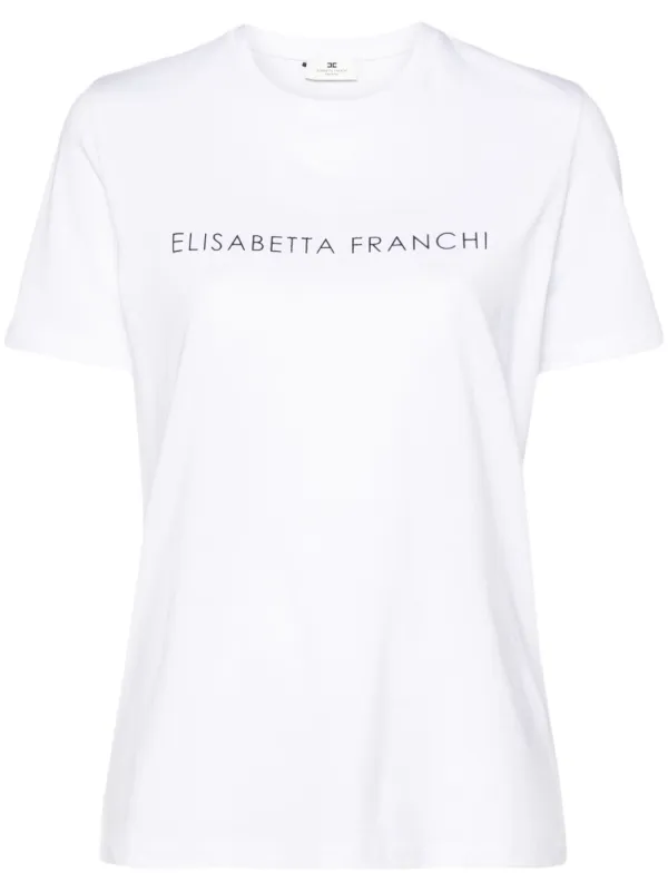 Elisabetta Franchi T-shirt Con Strass | Bianco | FARFETCH IT
