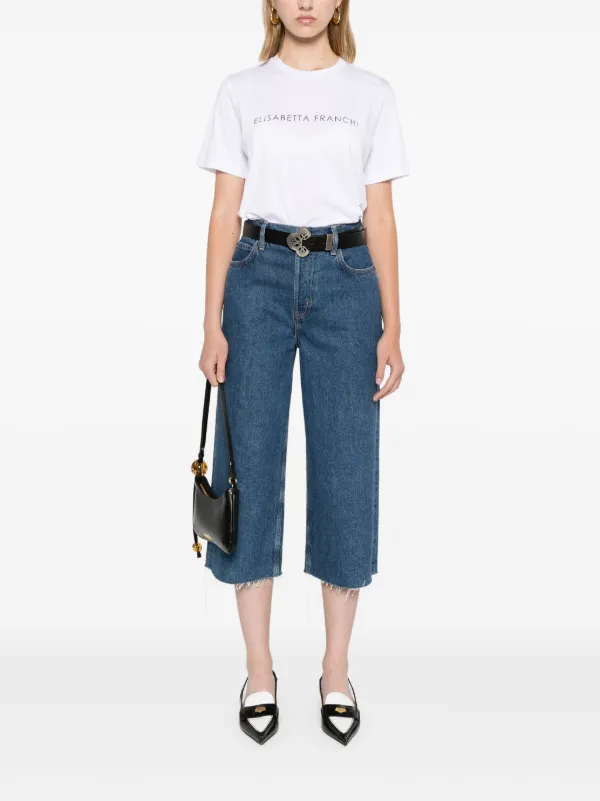 Elisabetta Franchi ラインストーントリム Tシャツ | ホワイト