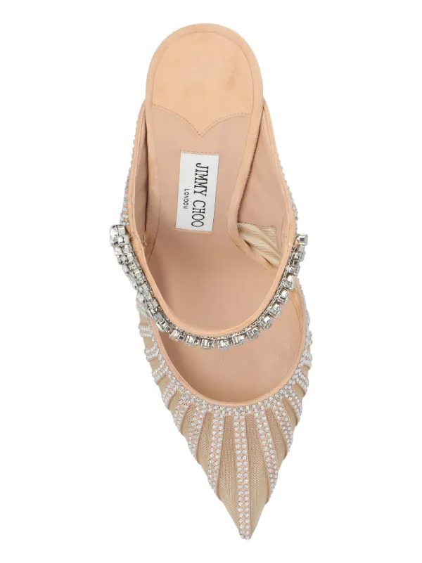 Jimmy Choo 100mm Bing crystal-embellished Mules | Neutrals