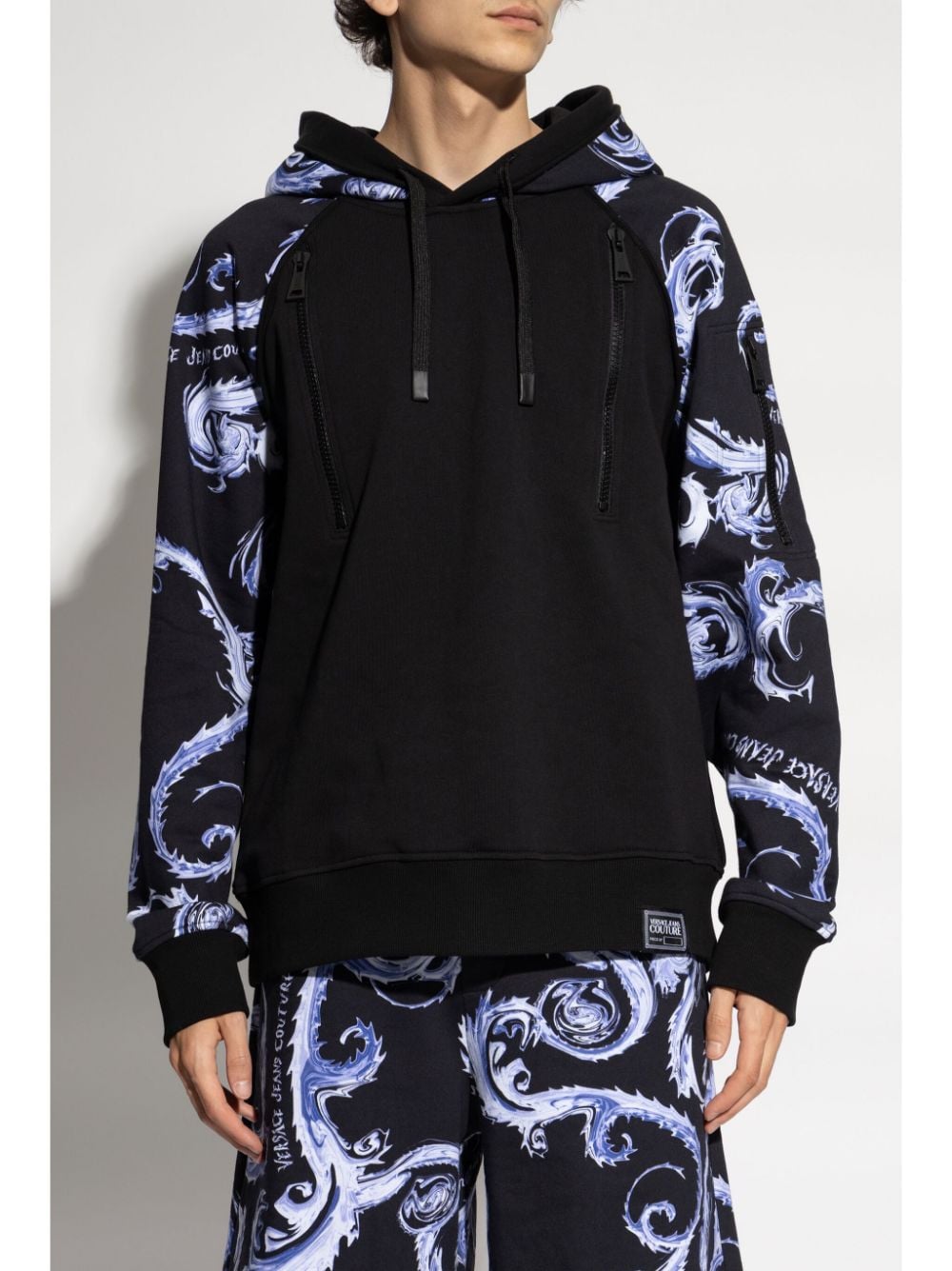 Shop Versace Jeans Couture Baroque-print Sweatshirt In Black