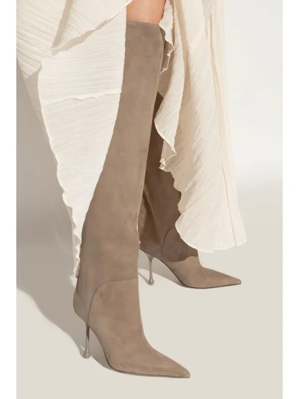 Jimmy Choo Cycas 95mm Suede Boots Neutrals FARFETCH SG