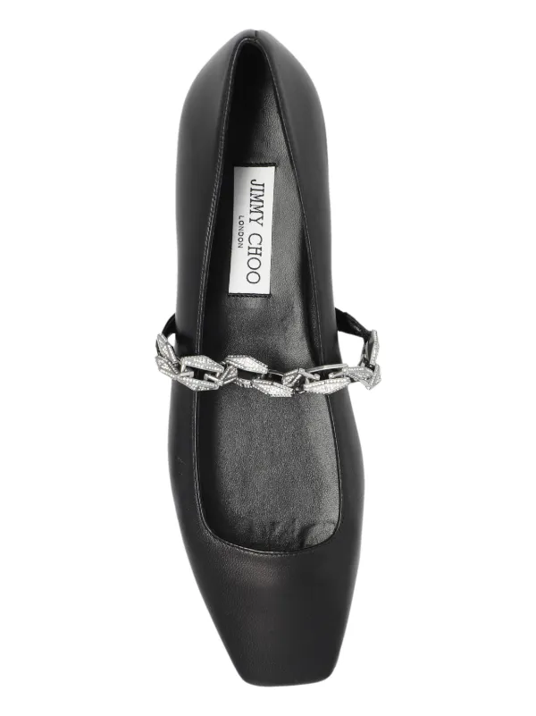 【Jimmy Choo】ダイヤモンド Tildaメタリックレザー Mary Janeフ Jimmy Choo Diamond Tilda Leather Ballerina Shoes | Black
