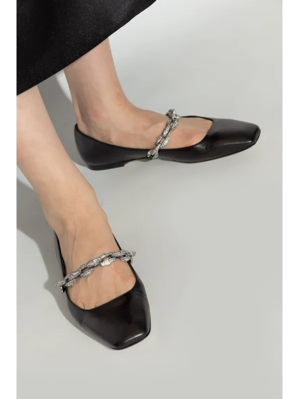 【Jimmy Choo】ダイヤモンド Tildaメタリックレザー Mary Janeフ Jimmy Choo Diamond Tilda Leather Ballerina Shoes | Black