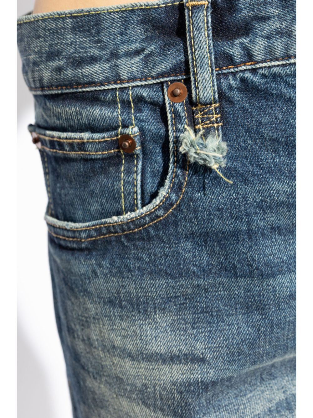 Shop R13 Rolled Cuffs Straight-leg Jeans In Blau