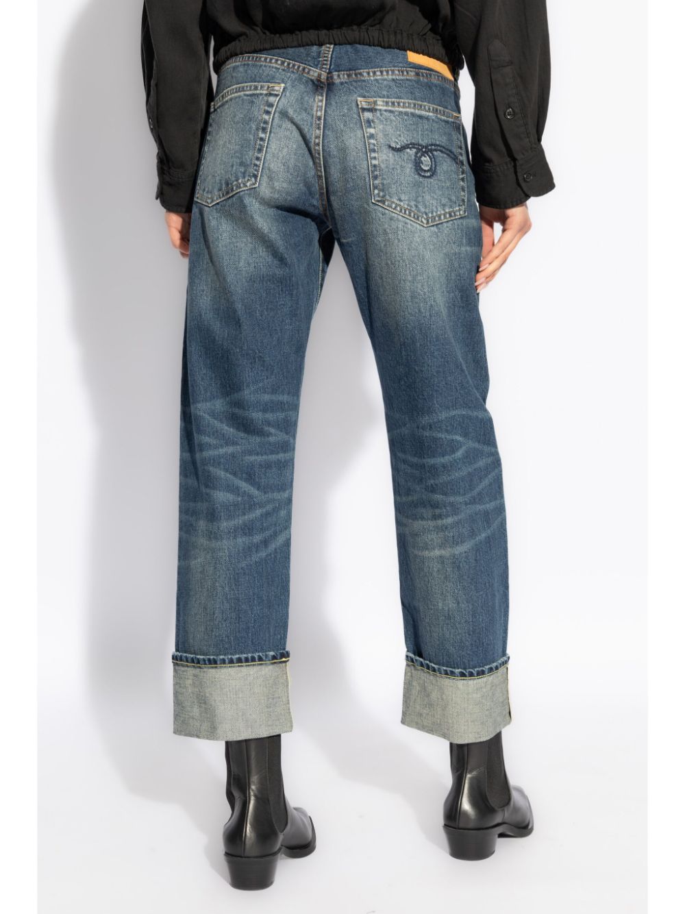 R13 ROLLED CUFFS STRAIGHT-LEG JEANS 